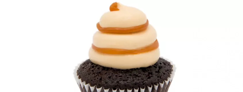 Cappuccino-Caramel Cupcake: Cappuccino-Cupcake und salziges Karamell-Topping