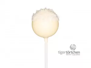 Kokos Pop Cake-Pop: Kokoskuchen mit weißer Schokoladenhülle