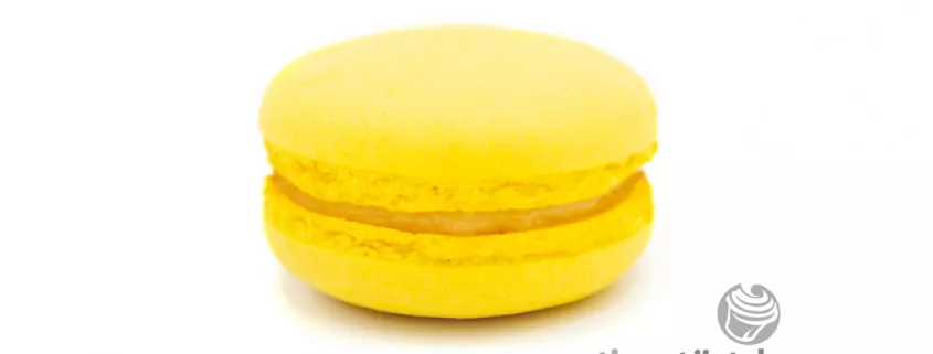 Zitrone-Basilikum Macaron: Macaron mit einer Füllung aus Zitrone und Basilikum