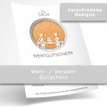 Wert Gutschein mit freiem Betrag für unsere Cafés und den Online Shop spontan selbst drucken